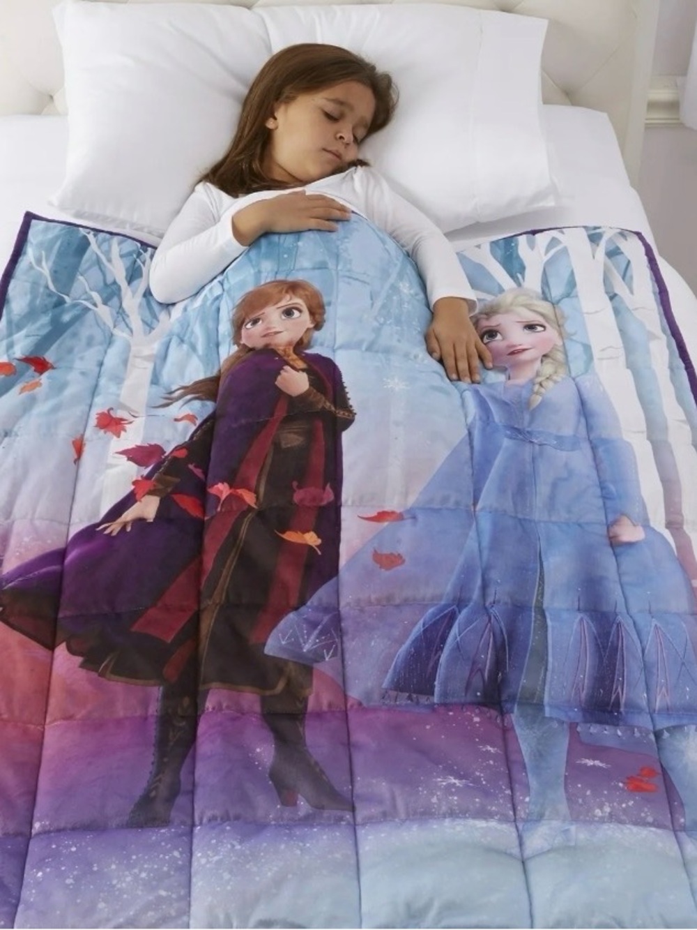 Disney Frozen II Elsa Anna Olaf Blue & Purple Weighted Throw Blanket NWOT - Picture 3 of 4